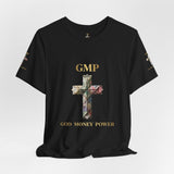 God Money Power Cross Tee — Christian Faith Graphic T‑Shirt