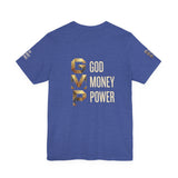GVP 'God Money Power' Graphic Tee – Gold Lettering Christian Streetwear