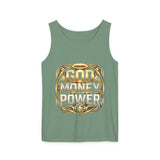 God Money Power Tank Top — Bold Gold Faith & Hustle Graphic