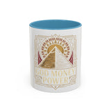 God Money Power Pyramid Accent Coffee Mug — Inspirational Wealth & Faith Ceramic Mug