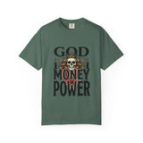 God Money Power- Skull T-Shirt — Gothic Skull Graphic Tee
