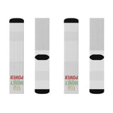 God Money Power Sublimation Socks — Motivational Crew Socks for Everyday Wear