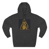 Three-Panel Fleece Hoodie — Vintage Gold Priest Graphic “God Money Power”