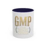 GMP Gold Accent Coffee Mug – "God Money Power" Inspirational Ceramic Cup