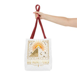 Egyptian Pyramid Tote Bag — "God Money Power" Sun & Ankh Graphic