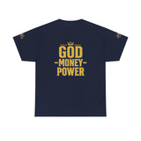 GMP "God Money Power" Tee - Gold Logo Graphic T-Shirt