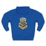 God Power Hoodie — Retro 3D Faith Graphic Fleece Hoodie
