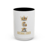 Accent Coffee Mug — "God Money Power" Crown & Wealth Icon Ceramic Mug (11/15oz)