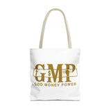 GMP "God Money Power" Gold Logo Tote Bag — Inspirational Faith & Prosperity Canvas Tote