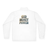 Quarter-Zip Pullover — "GOD MONEY POWER" Graphic Pullover