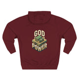 God Power Hoodie — Retro 3D Faith Graphic Fleece Hoodie
