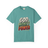 God Money Power Graphic T-Shirt — Bold Retro Faith & Hustle Tee
