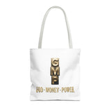 God • Money • Power Tote Bag — Inspirational Gold Block Design