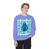 Graphic Sweatshirt - "God Money Power" Blue Retro Streetwear Crewneck