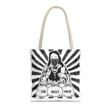 Iconic Madonna Tote Bag — 'God Money Power' Graphic All-Over Print