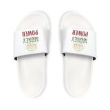 Slides — 'God, Money, Power' Graphic Removable-Strap Sandals