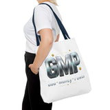 GMP Metallic Logo Tote Bag — God Money Power Graphic Tote