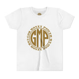 GMP Circle Youth Tee — “God Money Power” Gold Logo Kids T-Shirt