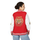 Tiger Crest Letterman Jacket — GMP "Good Money Power" Red & White Varsity