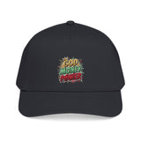 Mid Profile Baseball Cap — "God Money Power" Embroidered Retro Logo Hat