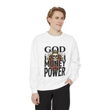 God Money Power- Sweatshirt — Skull Crown Graphic Crewneck