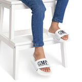 Youth Slide Sandals - 'GMP God Money Power' White Removable-Strap Slides