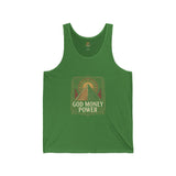Spiritual Pyramid Tank — "God Money Power" Graphic Jersey Tank Top