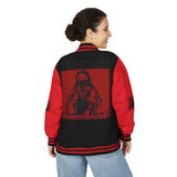 Letterman Jacket — 'God Money Power' Red Varsity Jacket