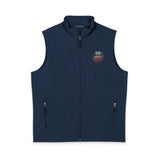 God Money Power- Men's Soft Shell Vest — Small American Flag Patch Chest