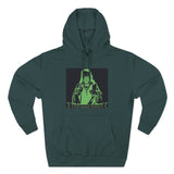 Religious Graphic Hoodie — 'God Money Power' Green Icon Print