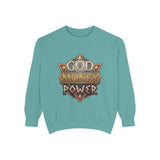 God Money Power Sweatshirt - Vintage Crest Graphic Crewneck