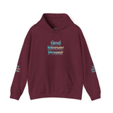 God Money Power Hoodie — Inspirational Graphic Pullover with Script on Sleeves