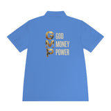 GMP 'God Money Power' Men's Sport Polo — Gold Lettering Performance Polo