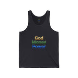 God Money Power Tank Top — Inspirational Rainbow Text Tank