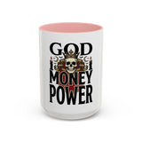 God Money Power-Coffee Mug — Skull Crown Gothic Accent Mug (11oz & 15oz)