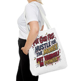 Inspirational Gospel Tote Bag - "Put God First, Hustle for the Money, Put Yourself in Power"
