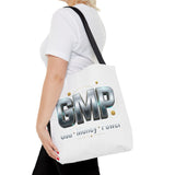GMP Metallic Logo Tote Bag — God Money Power Graphic Tote