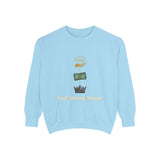 God • Money • Power Sweatshirt — Spiritual Faith & Wealth Graphic Pullover
