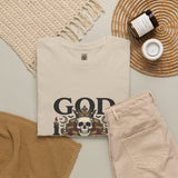 Graphic Tee — "God Money Power" Skull Design
