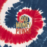Tie-Dye Tank Top — "God Money Power" Spiritual Graphic Summer Top