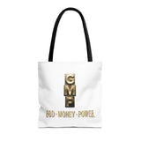 God • Money • Power Tote Bag — Inspirational Gold Block Design