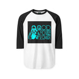 God Money Power Raglan Shirt — Retro Neon Graphic 3/4 Sleeve Baseball Tee