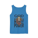God Money Power- Skull Tank Top — Edgy Graphic Streetwear
