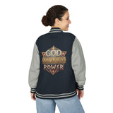 Letterman Jacket — 'God Money Power' Retro Crest Varsity Jacket