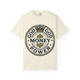 God Money Power T-Shirt — Crown Emblem Graphic Tee (God • Money • Power)