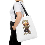God Money Power Crown Tote Bag — Religious Inspirational Statement Tote