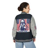 Letterman Jacket — Patriotic 'God Money Power' Graphic Varsity Jacket