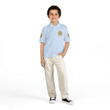 Youth Polo Shirt – Gold Lion Crest "GMP" School/Team Logo