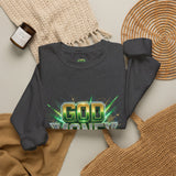 God Money Power Crewneck Sweatshirt — Bold Faith & Prosperity Graphic