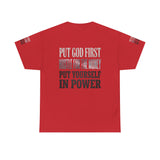 Inspirational Faith Tee — "Put God First, Hustle for the Money, Put Yourself in Power"